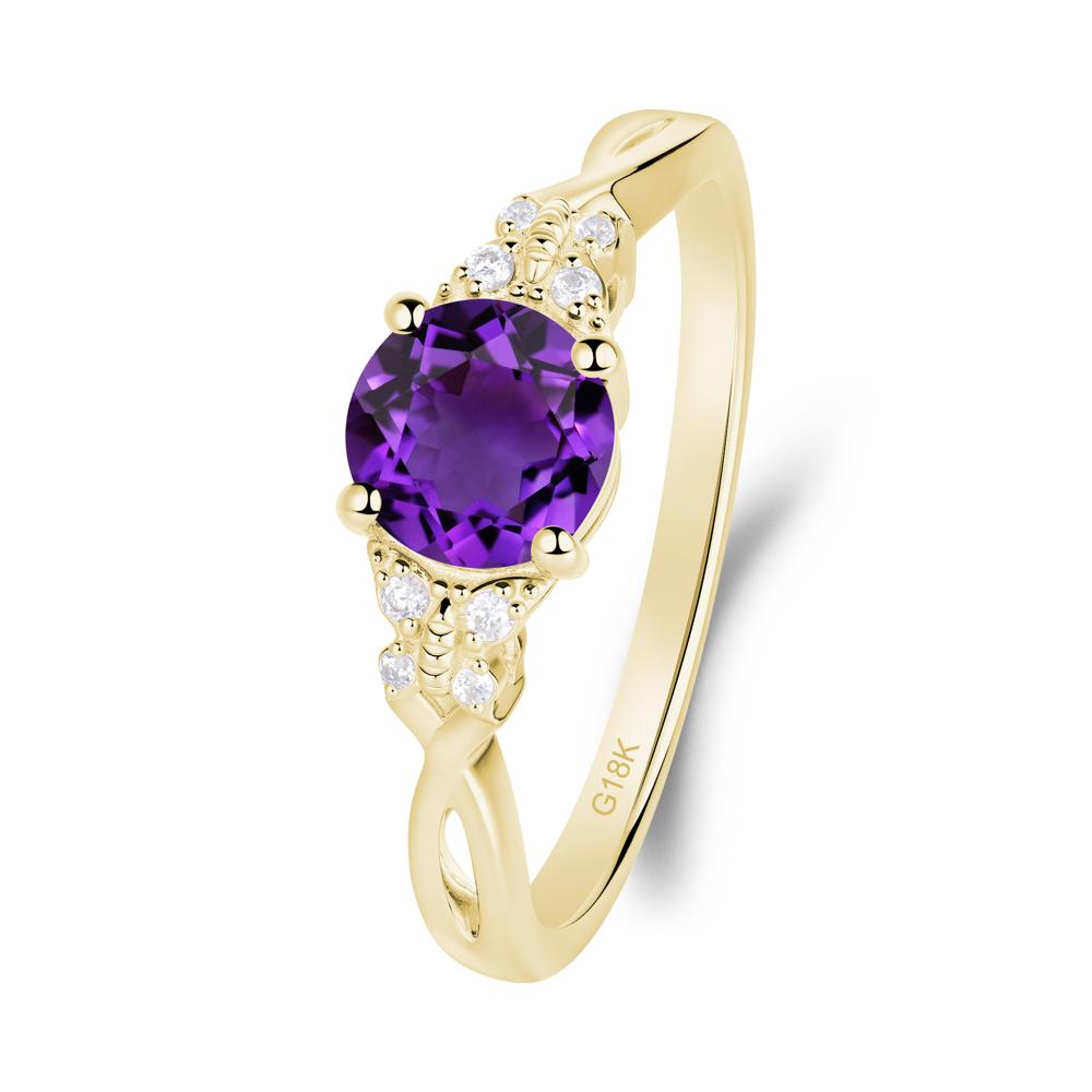 Twist Band Amethyst Ring with Butterfly Accent - LUO Jewelry #metal_18k yellow gold