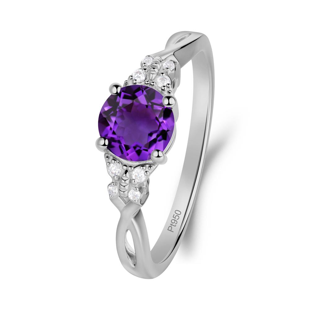 Twist Band Amethyst Ring with Butterfly Accent - LUO Jewelry #metal_platinum
