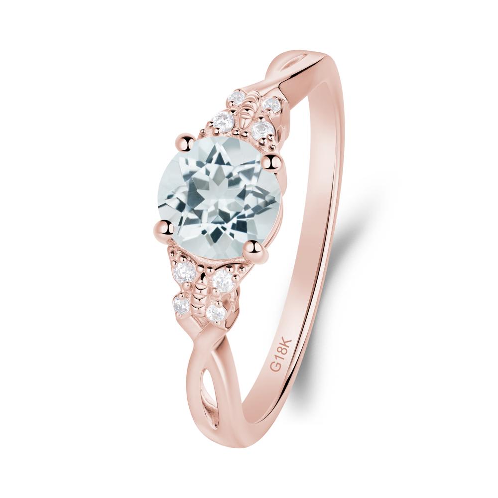 Twist Band Aquamarine Ring with Butterfly Accent - LUO Jewelry #metal_18k rose gold