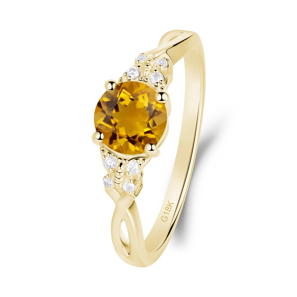 Round Citrine Butterfly Ring - LUO Jewelry #metal_18k yellow gold