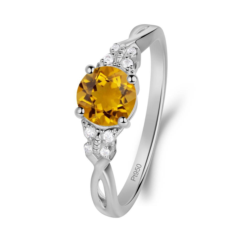 Round Citrine Butterfly Ring - LUO Jewelry #metal_platinum