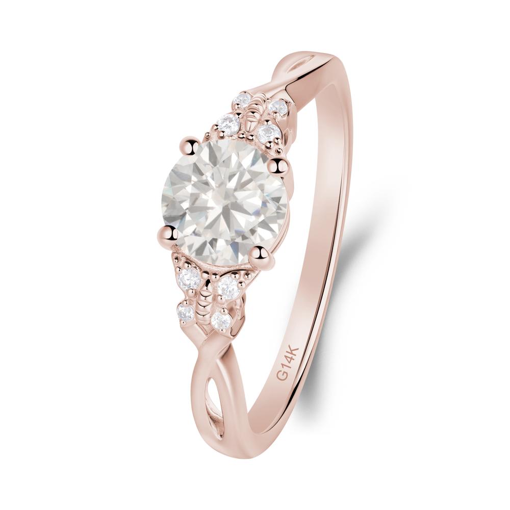 Twist Band Cubic Zirconia Ring with Butterfly Accent - LUO Jewelry #metal_14k rose gold