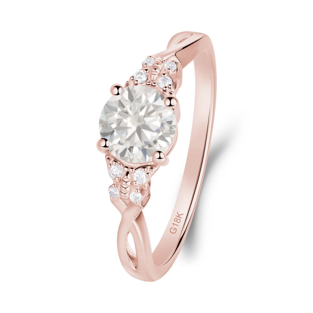 Twist Band Cubic Zirconia Ring with Butterfly Accent - LUO Jewelry #metal_18k rose gold