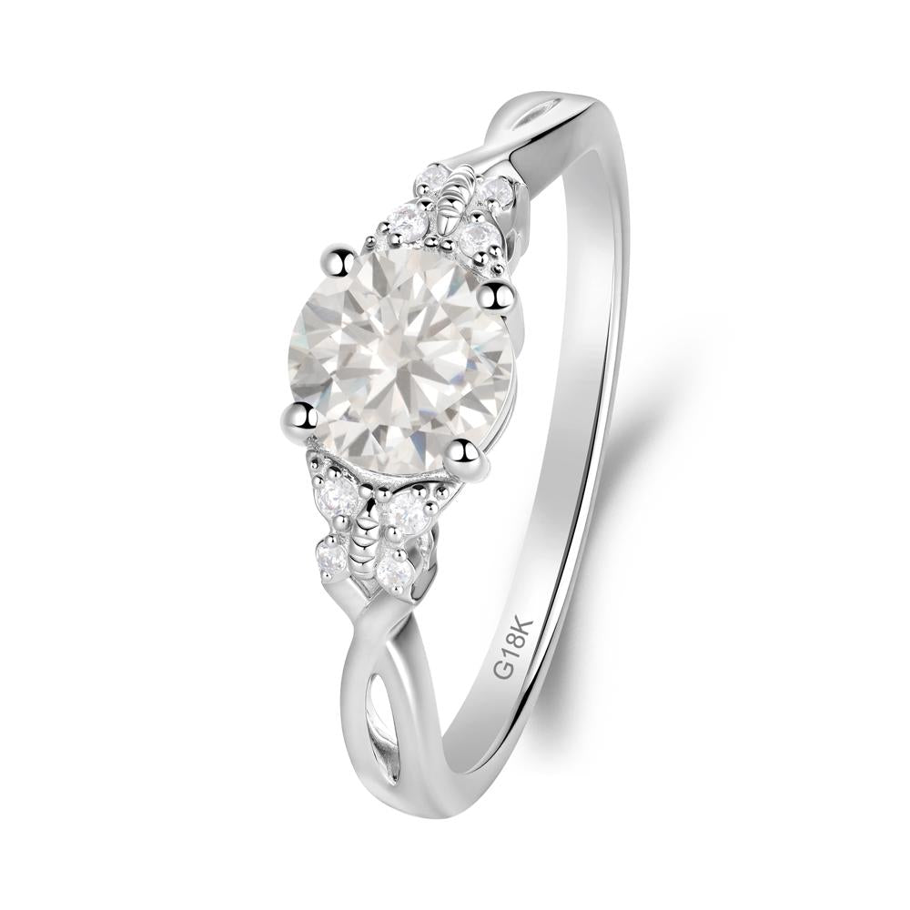 Twist Band Cubic Zirconia Ring with Butterfly Accent - LUO Jewelry #metal_18k white gold