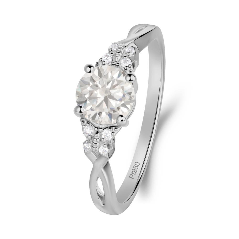 Twist Band Cubic Zirconia Ring with Butterfly Accent - LUO Jewelry #metal_platinum