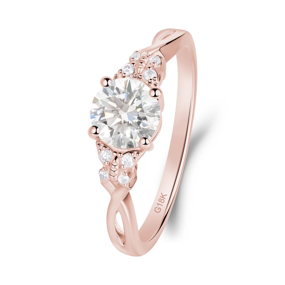 Twist Band Diamond Ring with Butterfly Accent - LUO Jewelry #metal_18k rose gold