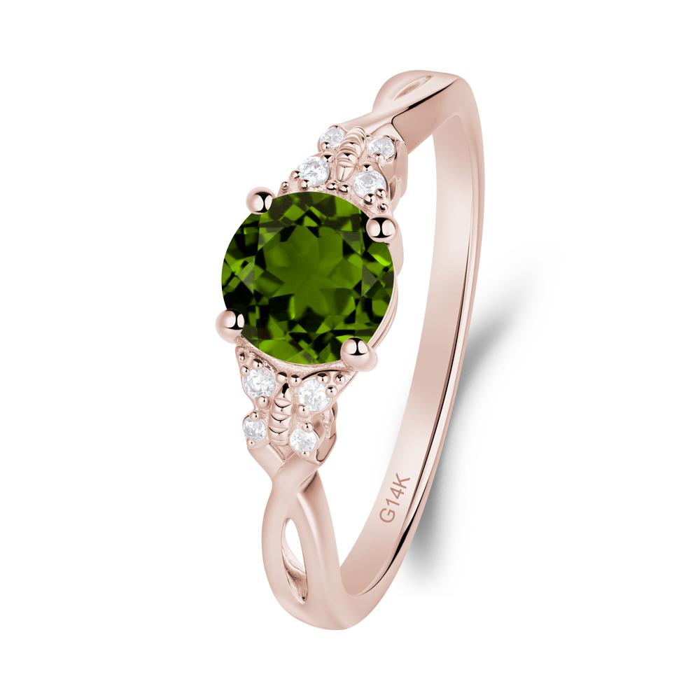 Round Diopside Butterfly Ring - LUO Jewelry #metal_14k rose gold