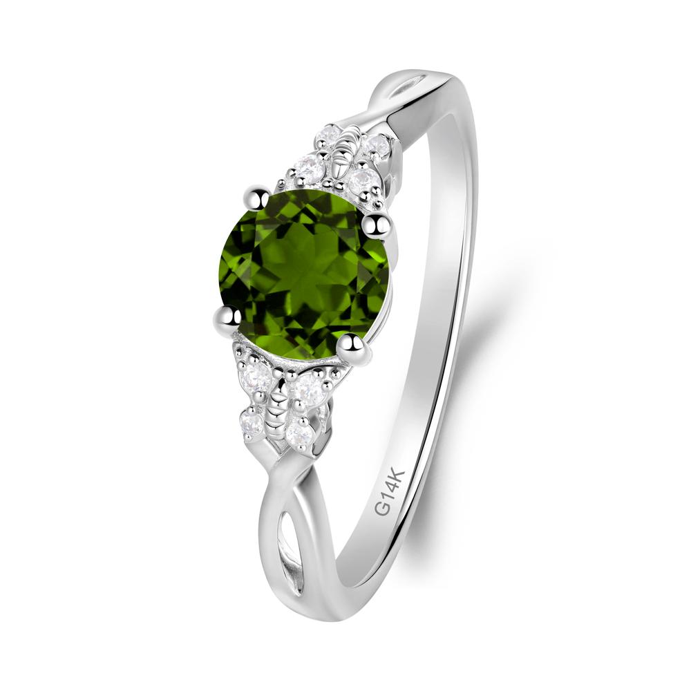 Round Diopside Butterfly Ring - LUO Jewelry #metal_14k white gold
