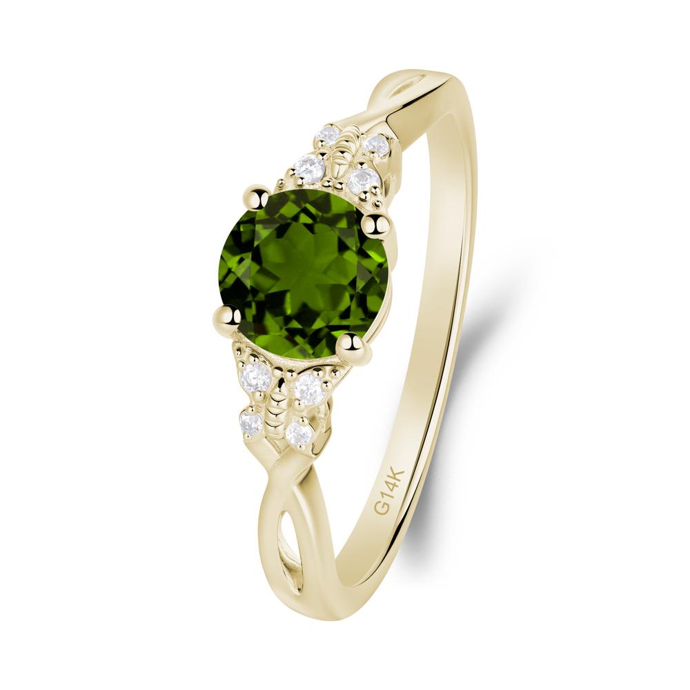 Round Diopside Butterfly Ring - LUO Jewelry #metal_14k yellow gold