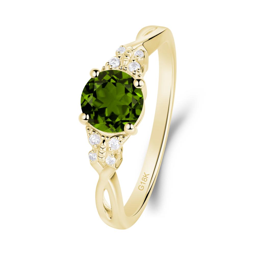Round Diopside Butterfly Ring - LUO Jewelry #metal_18k yellow gold