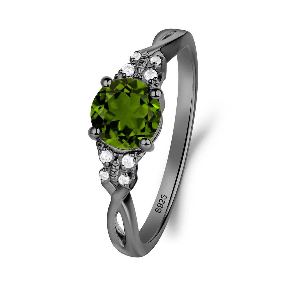 Round Diopside Butterfly Ring - LUO Jewelry #metal_black finish sterling silver