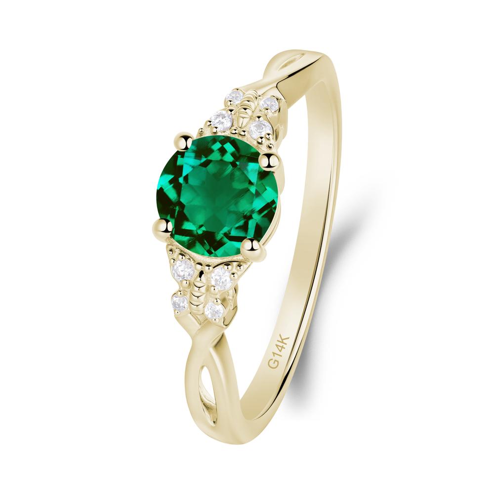 Round Emerald Butterfly Ring - LUO Jewelry #metal_14k yellow gold