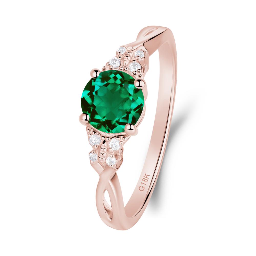 Round Emerald Butterfly Ring - LUO Jewelry #metal_18k rose gold