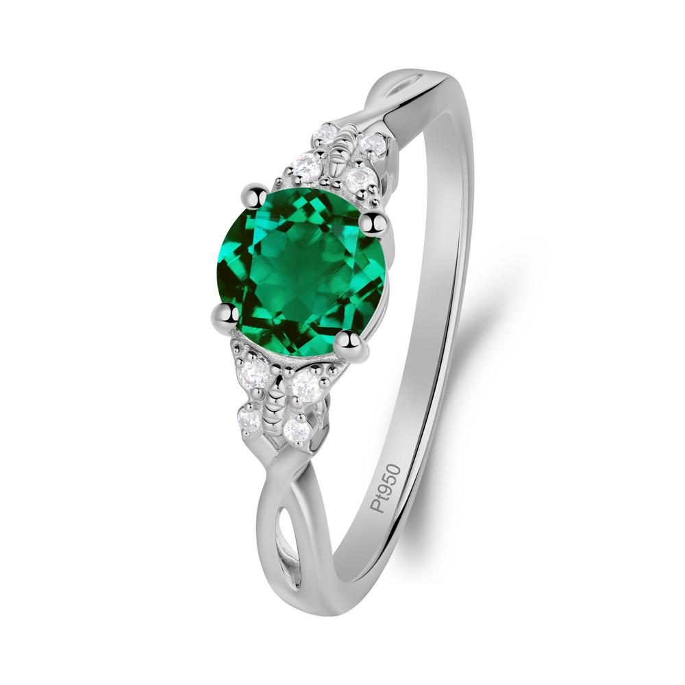 Round Emerald Butterfly Ring - LUO Jewelry #metal_platinum