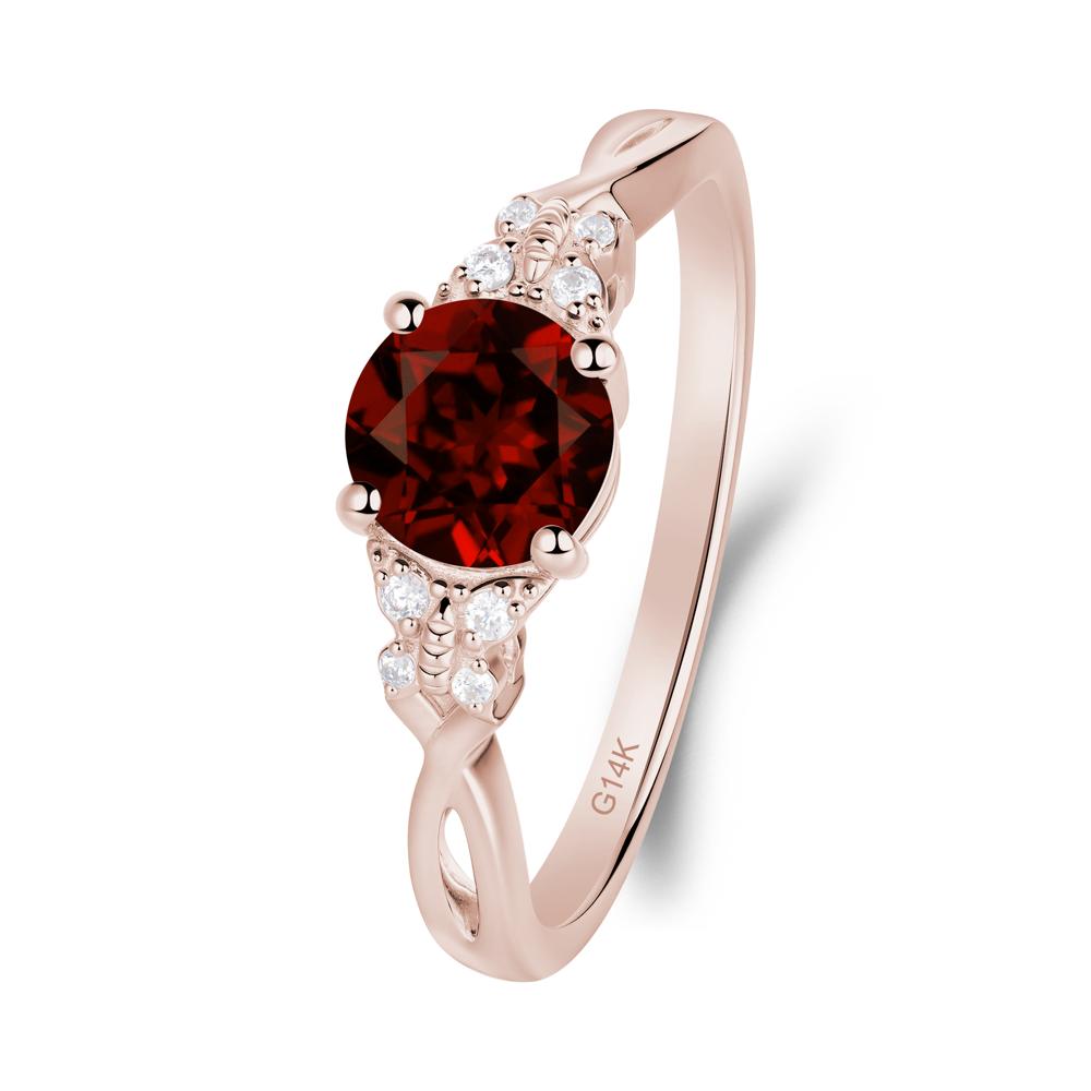 Round Garnet Butterfly Ring - LUO Jewelry #metal_14k rose gold