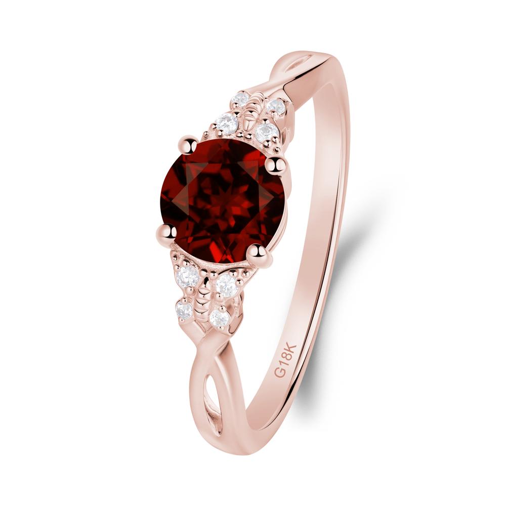 Round Garnet Butterfly Ring - LUO Jewelry #metal_18k rose gold
