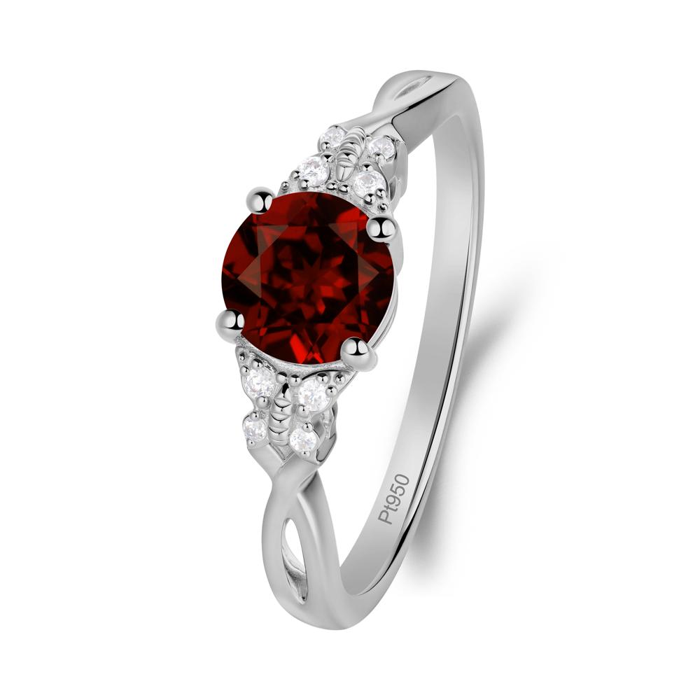 Round Garnet Butterfly Ring - LUO Jewelry #metal_platinum