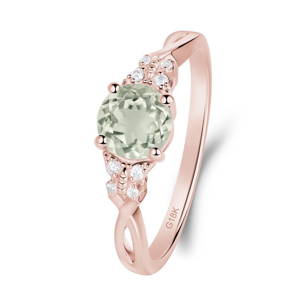 Twist Band Green Amethyst Ring with Butterfly Accent - LUO Jewelry #metal_18k rose gold