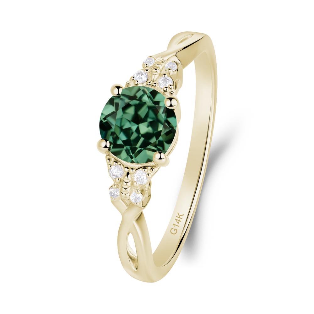 Twist Band Green Sapphire Ring with Butterfly Accent - LUO Jewelry #metal_14k yellow gold