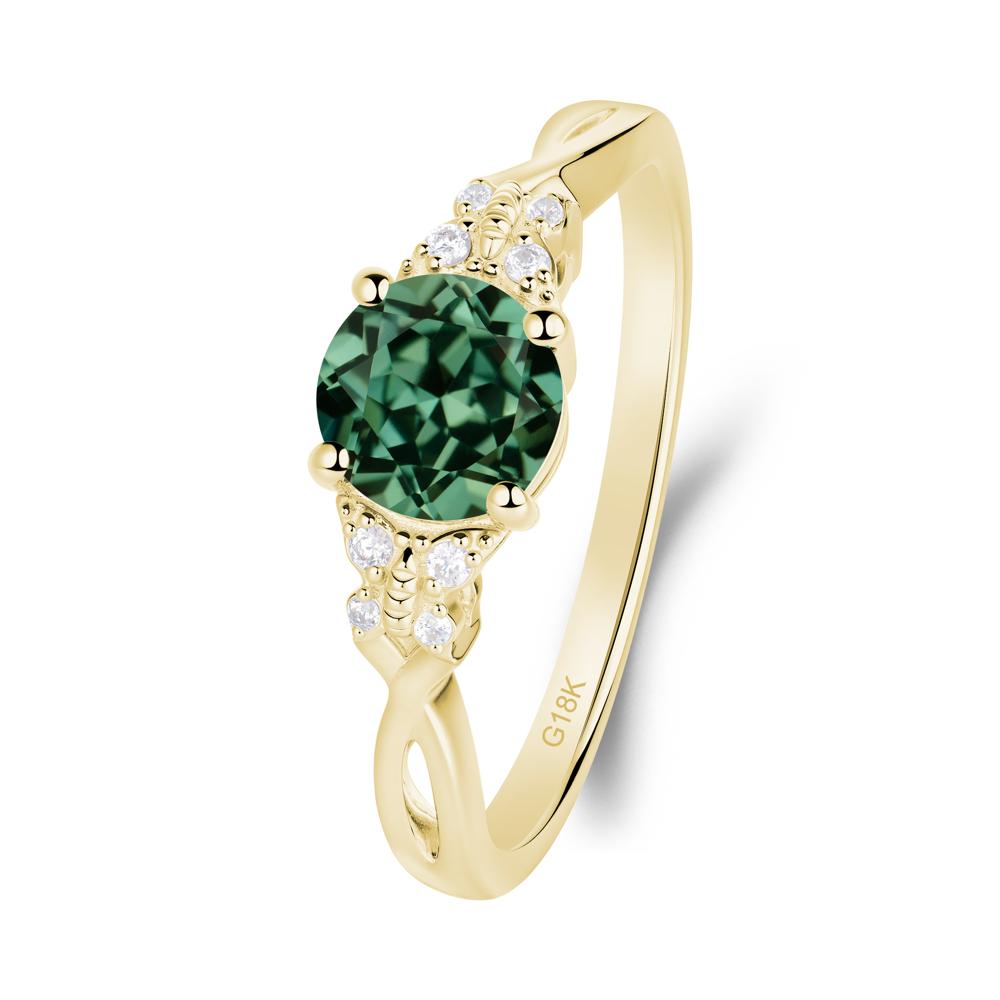 Twist Band Green Sapphire Ring with Butterfly Accent - LUO Jewelry #metal_18k yellow gold