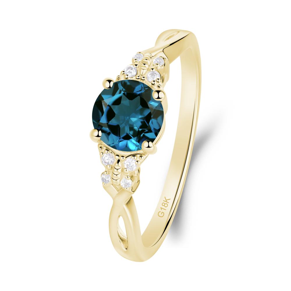 Twist Band London Blue Topaz Ring with Butterfly Accent - LUO Jewelry #metal_18k yellow gold