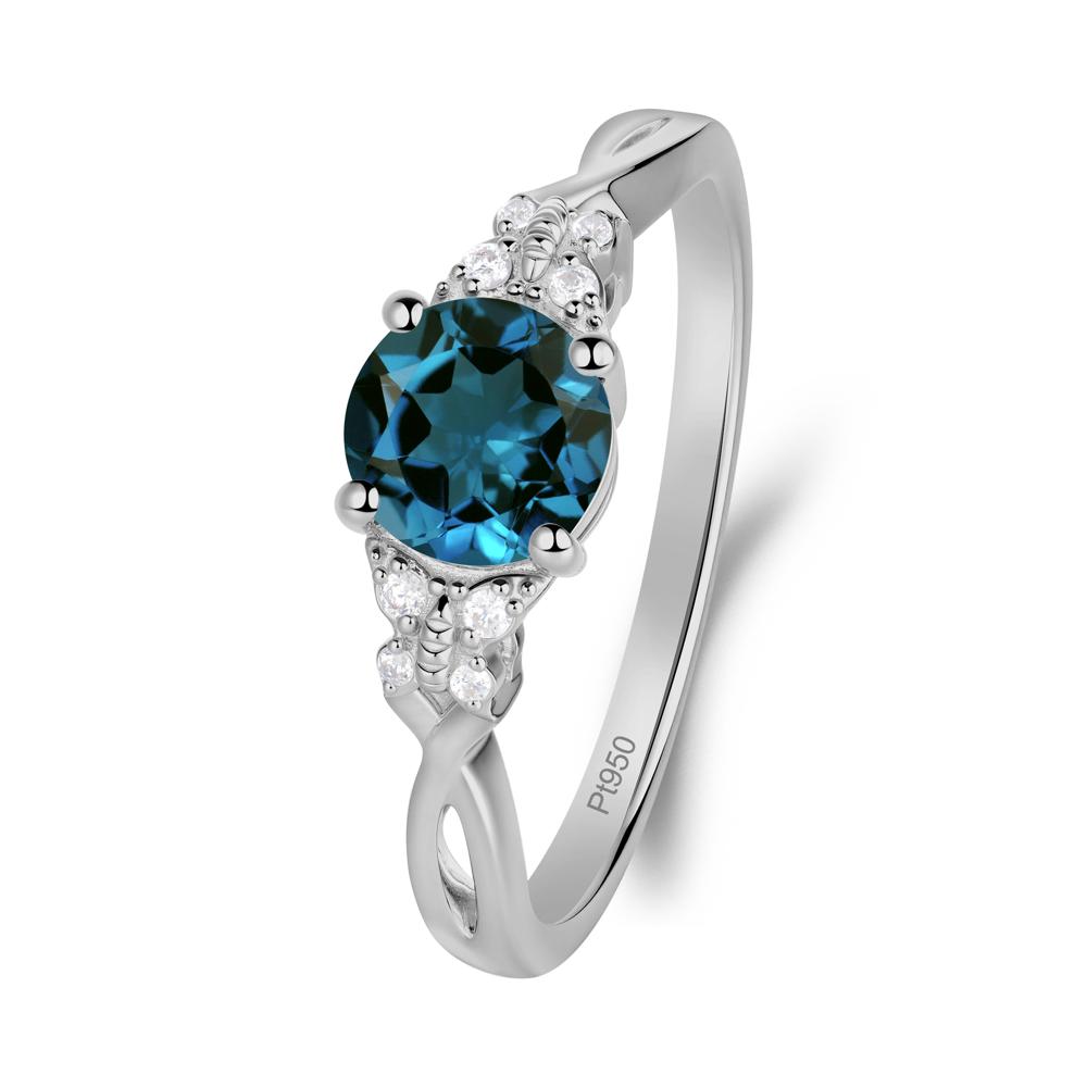 Twist Band London Blue Topaz Ring with Butterfly Accent - LUO Jewelry #metal_platinum