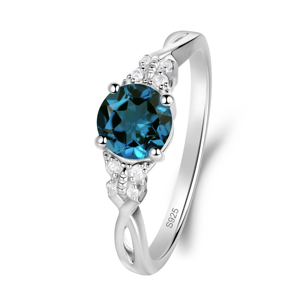 Twist Band London Blue Topaz Ring with Butterfly Accent - LUO Jewelry #metal_sterling silver