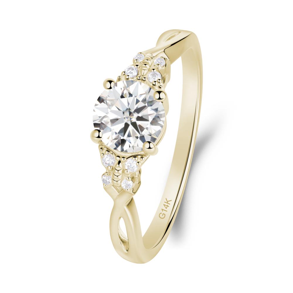 Twist Band Moissanite Ring with Butterfly Accent - LUO Jewelry #metal_14k yellow gold