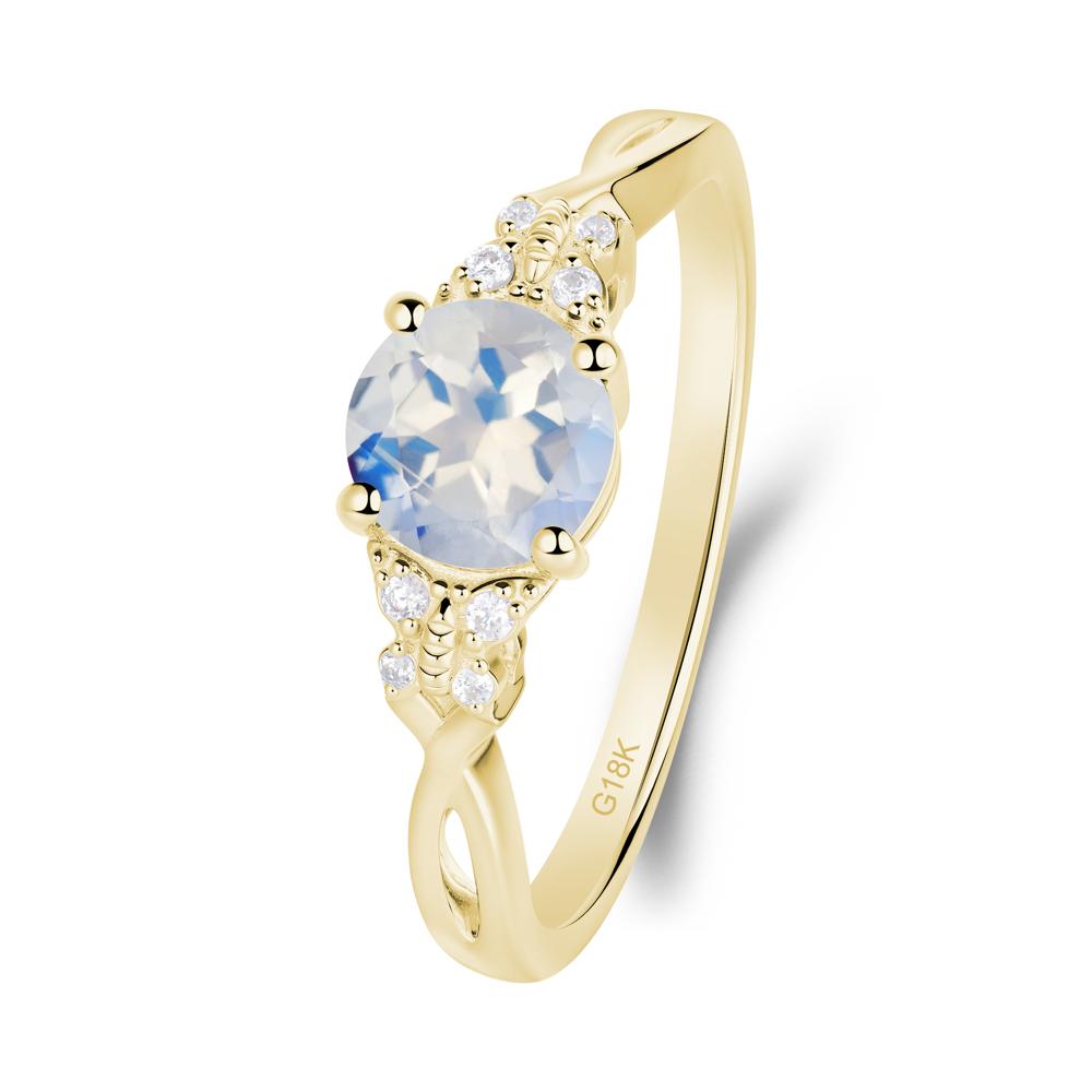 Round Moonstone Butterfly Ring - LUO Jewelry #metal_18k yellow gold