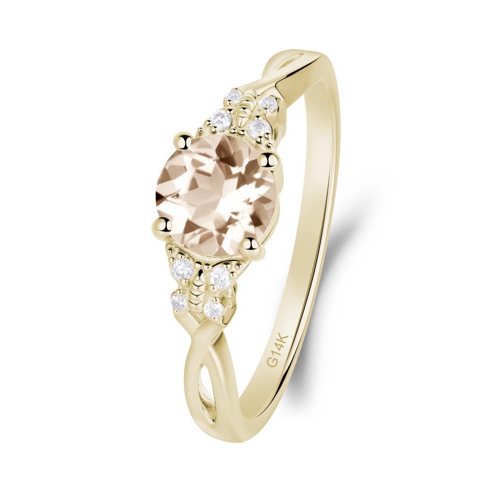 Twist Band Morganite Ring with Butterfly Accent - LUO Jewelry #metal_14k yellow gold