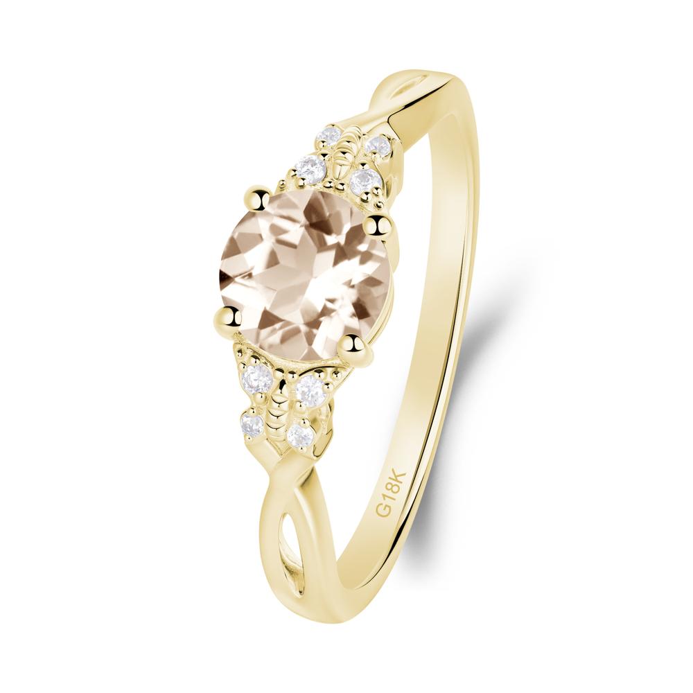 Twist Band Morganite Ring with Butterfly Accent - LUO Jewelry #metal_18k yellow gold