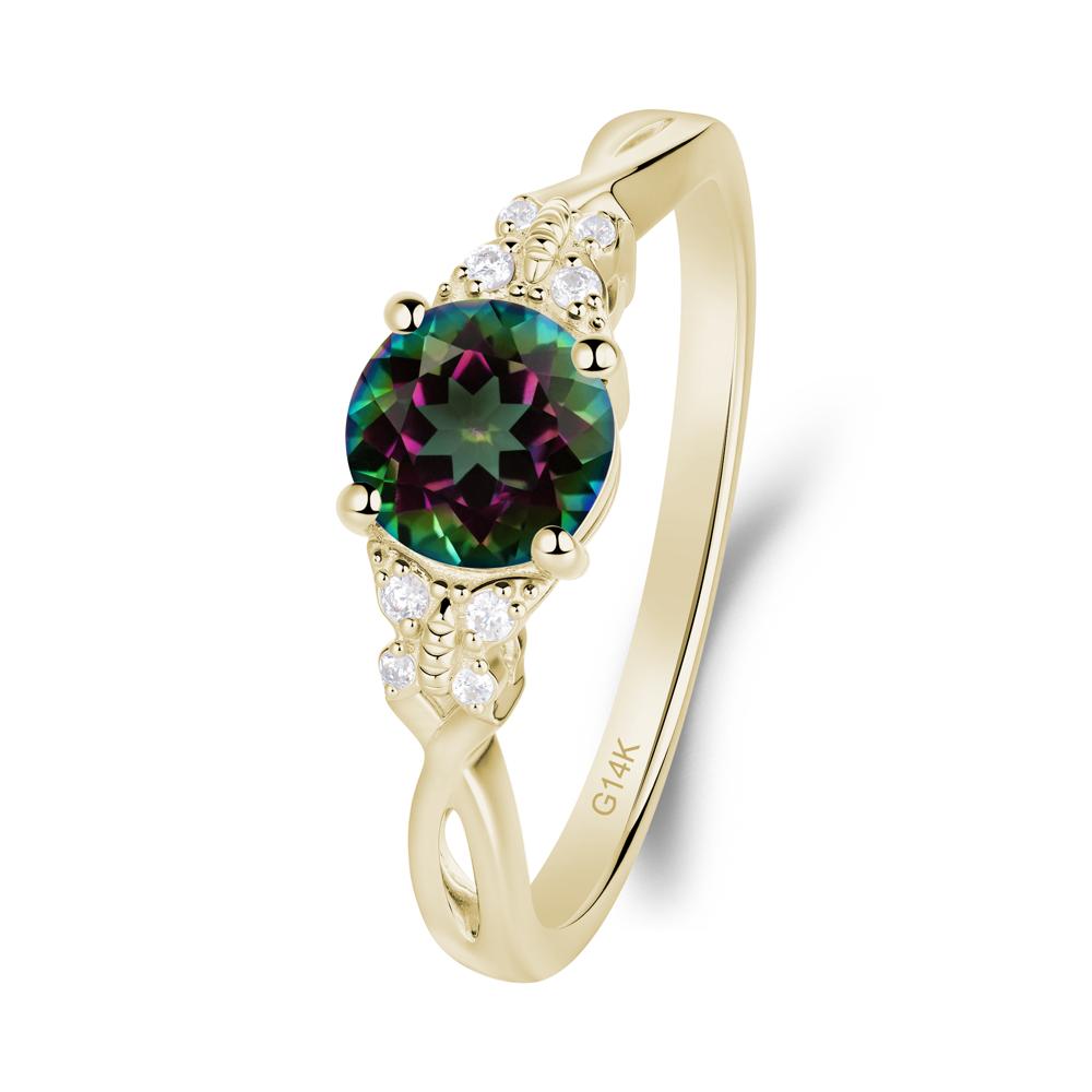 Round Mystic Topaz Butterfly Ring - LUO Jewelry #metal_14k yellow gold