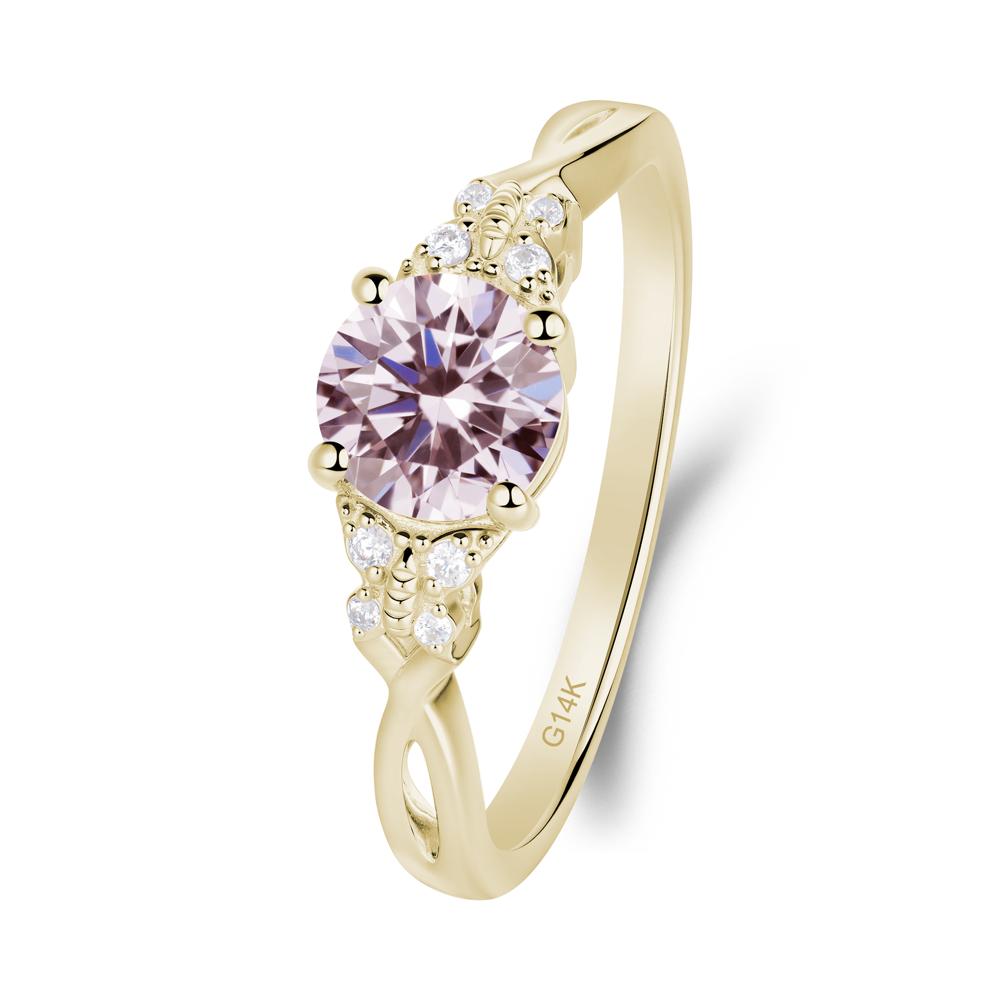 Round Pink Cubic Zirconia Butterfly Ring - LUO Jewelry #metal_14k yellow gold