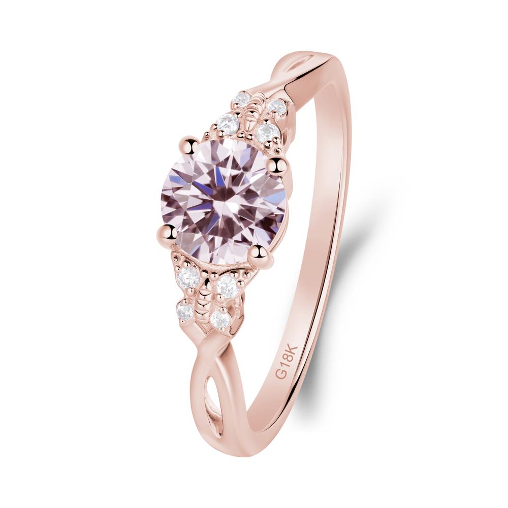 Round Pink Cubic Zirconia Butterfly Ring - LUO Jewelry #metal_18k rose gold