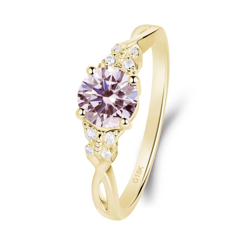 Round Pink Cubic Zirconia Butterfly Ring - LUO Jewelry #metal_18k yellow gold