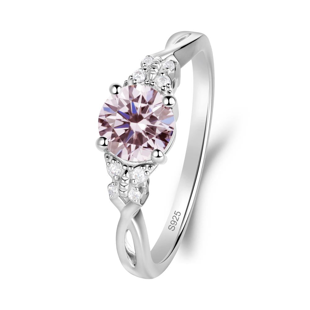 Round Pink Cubic Zirconia Butterfly Ring - LUO Jewelry #metal_sterling silver