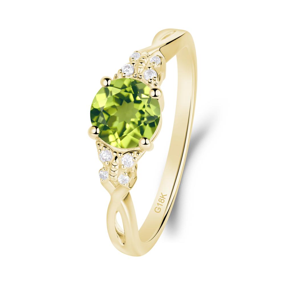 Round Peridot Butterfly Ring - LUO Jewelry #metal_18k yellow gold