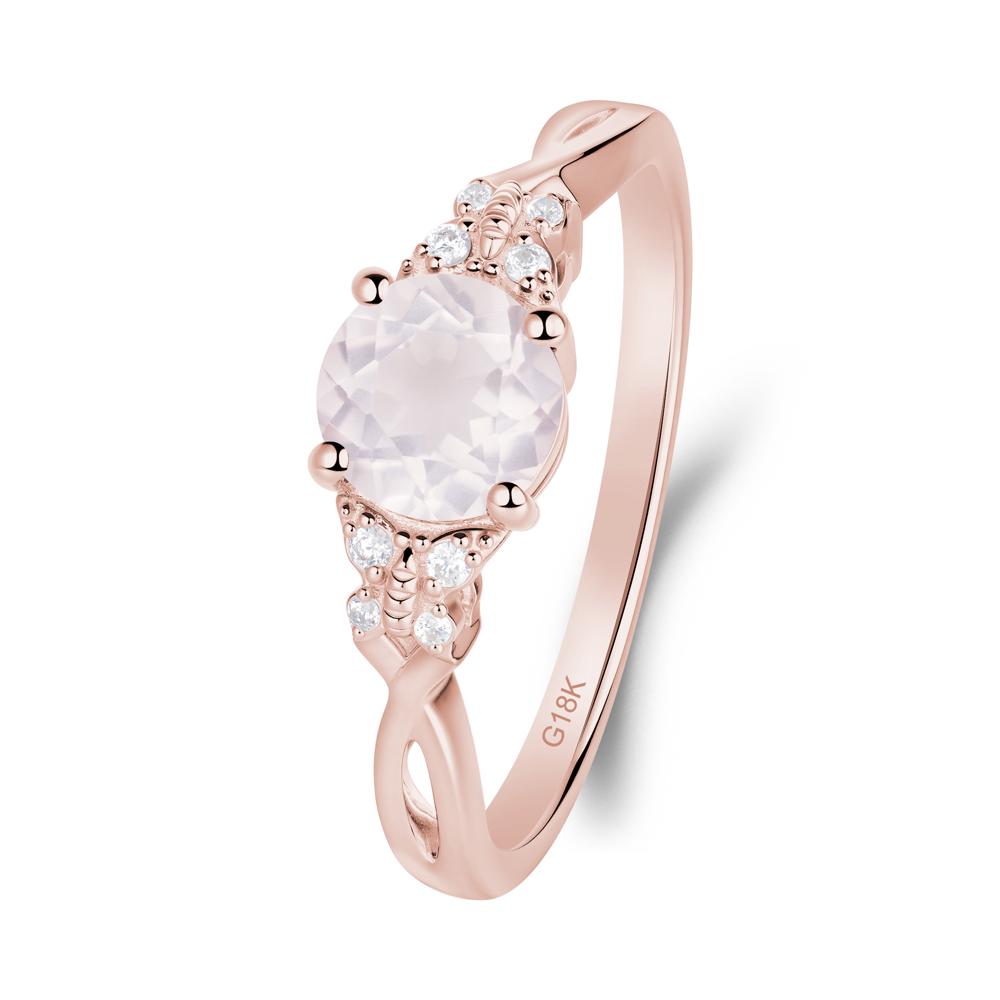 Twist Band Rose Quartz Ring with Butterfly Accent - LUO Jewelry #metal_18k rose gold