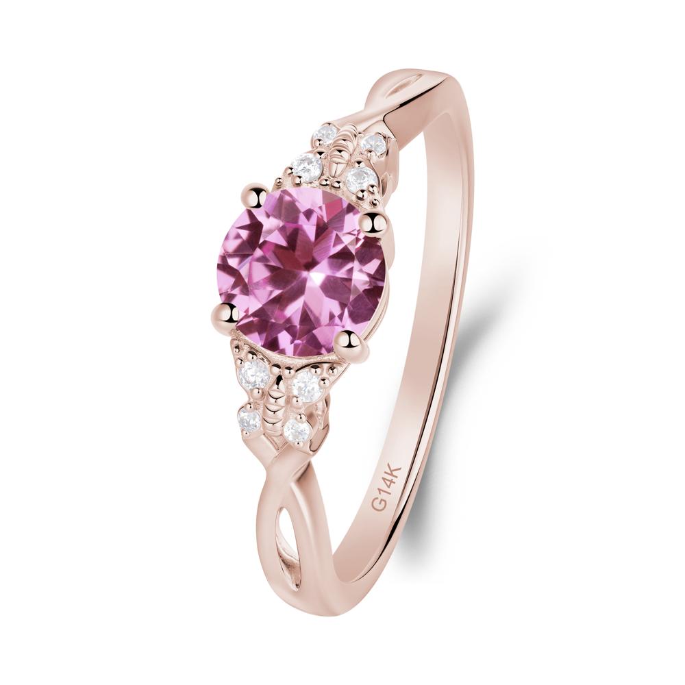 Twist Band Pink Sapphire Ring with Butterfly Accent - LUO Jewelry #metal_14k rose gold