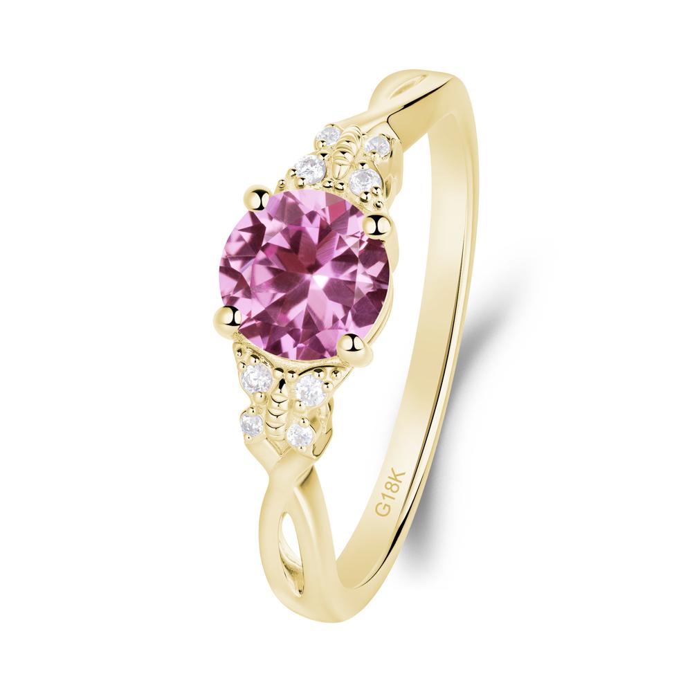 Twist Band Pink Sapphire Ring with Butterfly Accent - LUO Jewelry #metal_18k yellow gold