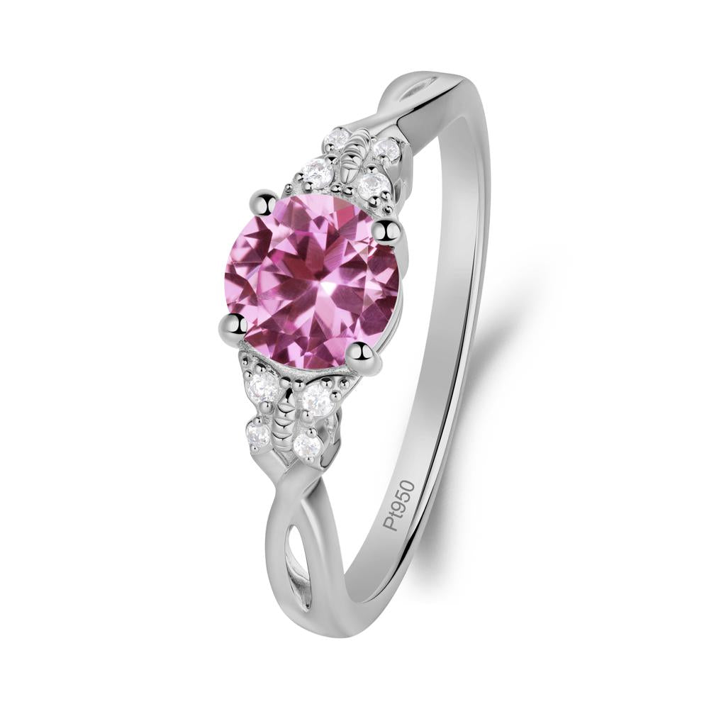Twist Band Pink Sapphire Ring with Butterfly Accent - LUO Jewelry #metal_platinum
