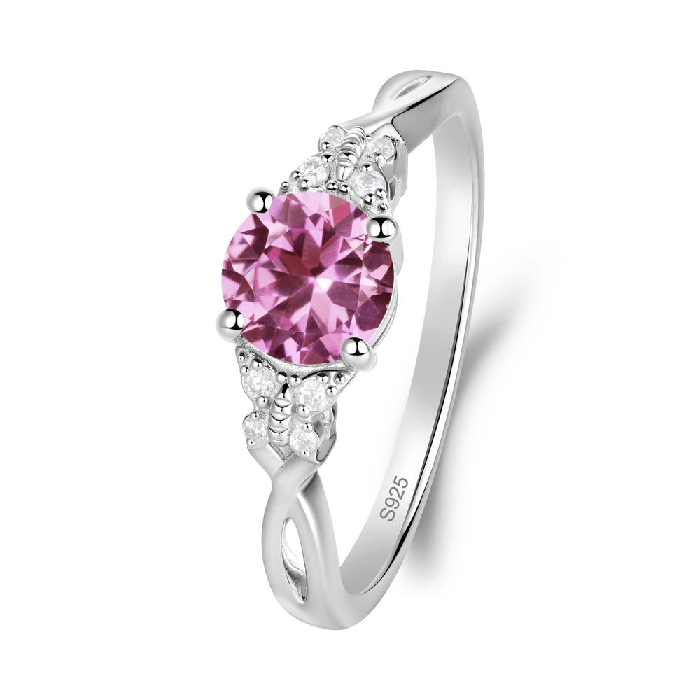 Twist Band Pink Sapphire Ring with Butterfly Accent - LUO Jewelry #metal_sterling silver