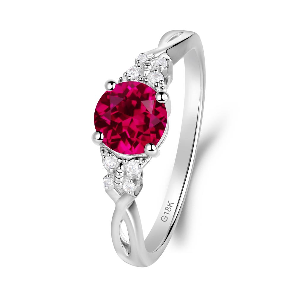 Twist Band Ruby Ring with Butterfly Accent - LUO Jewelry #metal_18k white gold