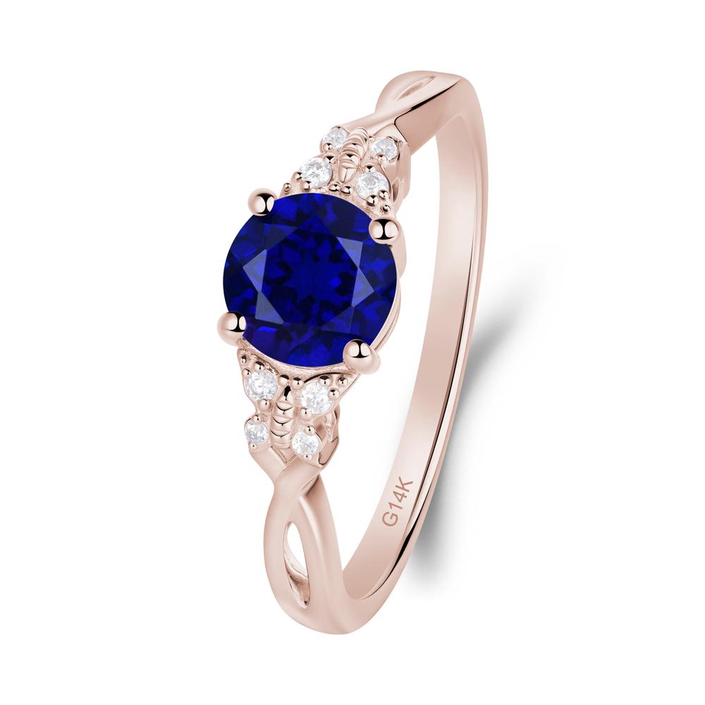 Round Sapphire Butterfly Ring - LUO Jewelry #metal_14k rose gold