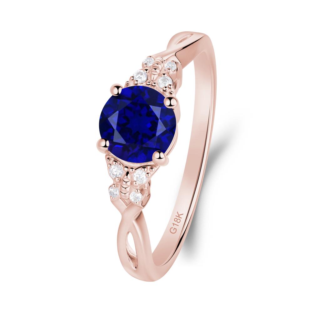 Round Sapphire Butterfly Ring - LUO Jewelry #metal_18k rose gold