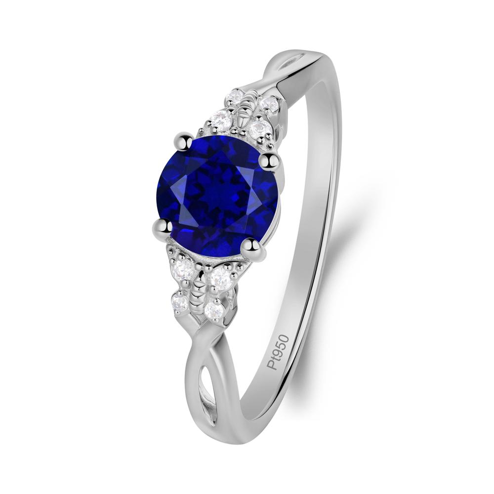 Round Sapphire Butterfly Ring - LUO Jewelry #metal_platinum