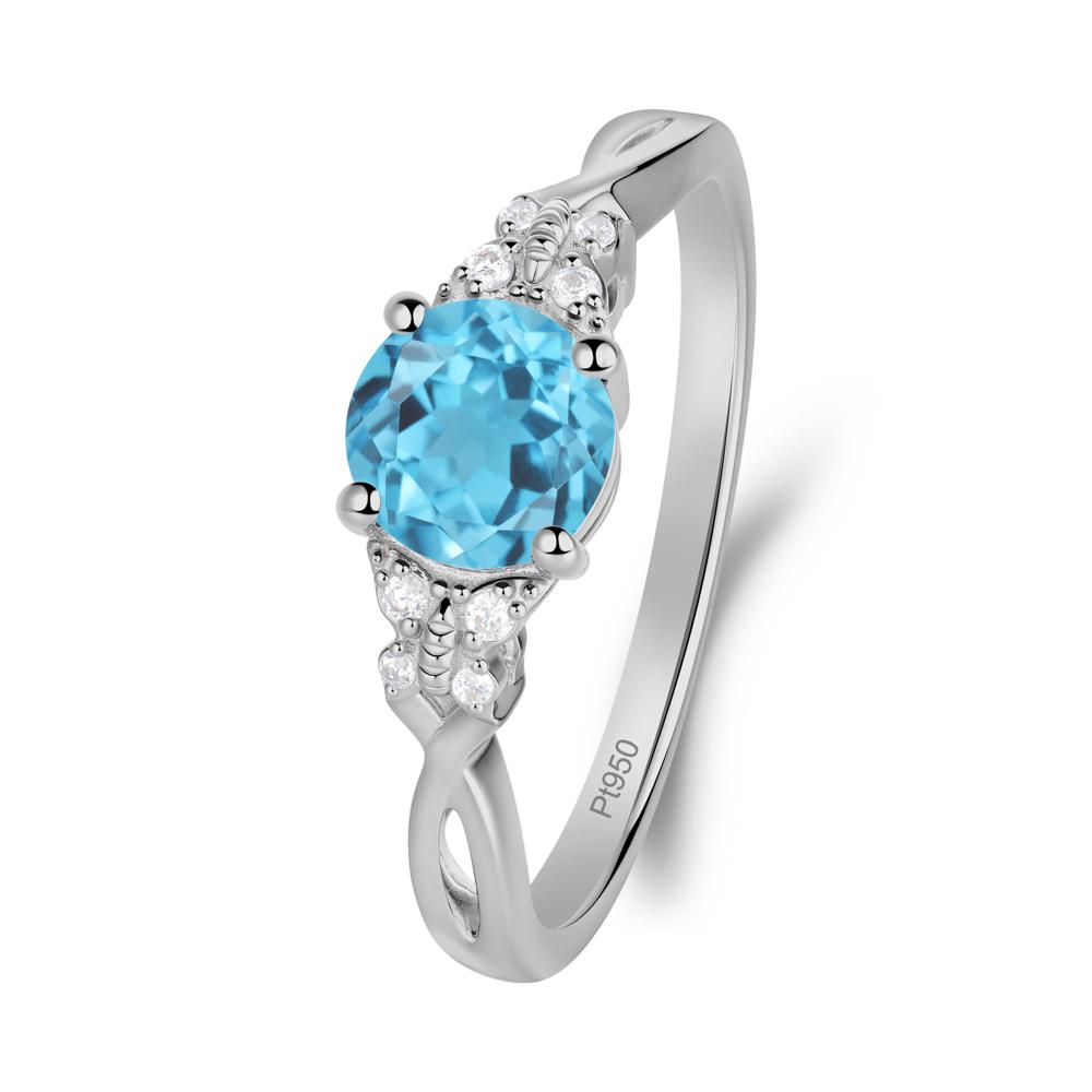 Twist Band Swiss Blue Topaz Ring with Butterfly Accent - LUO Jewelry #metal_platinum
