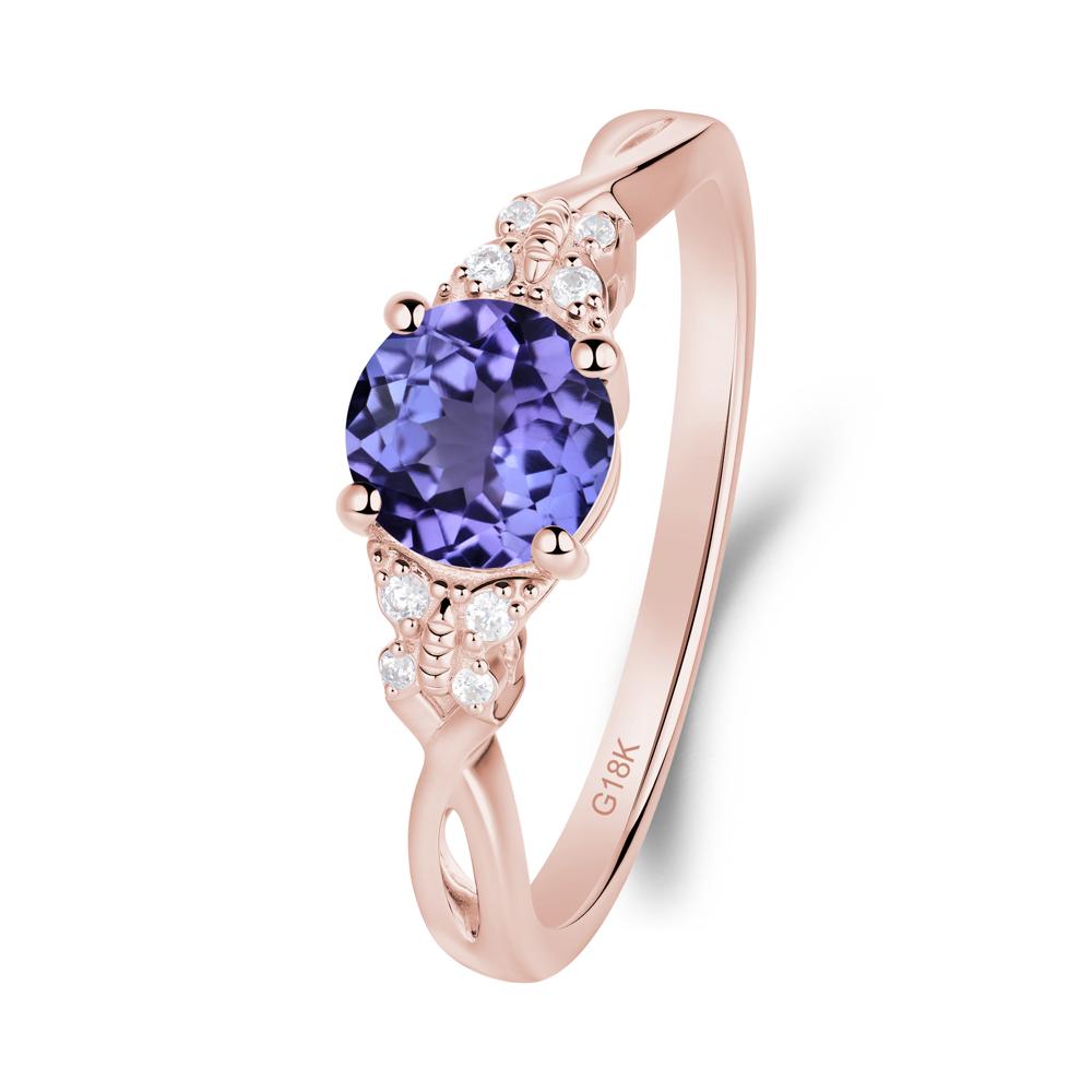 Twist Band Tanzanite Ring with Butterfly Accent - LUO Jewelry #metal_18k rose gold