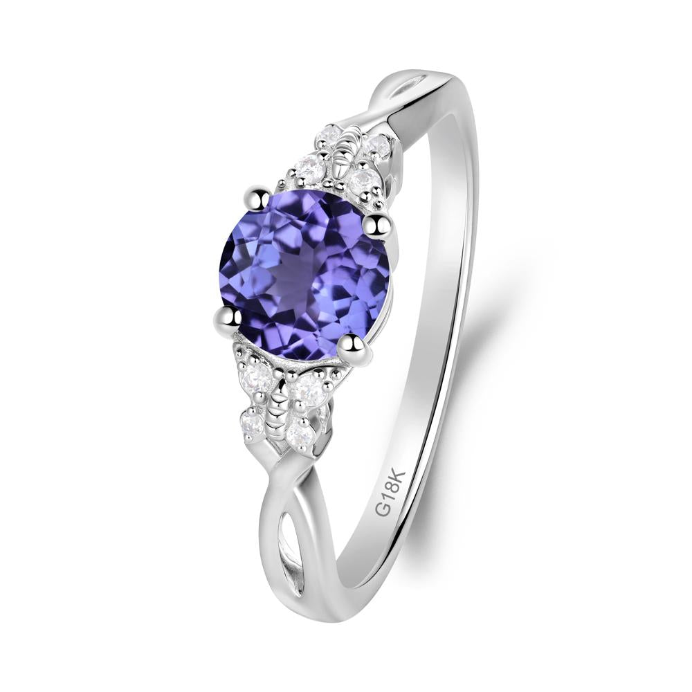 Twist Band Tanzanite Ring with Butterfly Accent - LUO Jewelry #metal_18k white gold