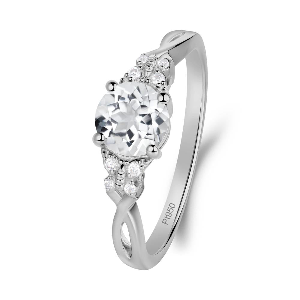 Round White Topaz Butterfly Ring - LUO Jewelry #metal_platinum